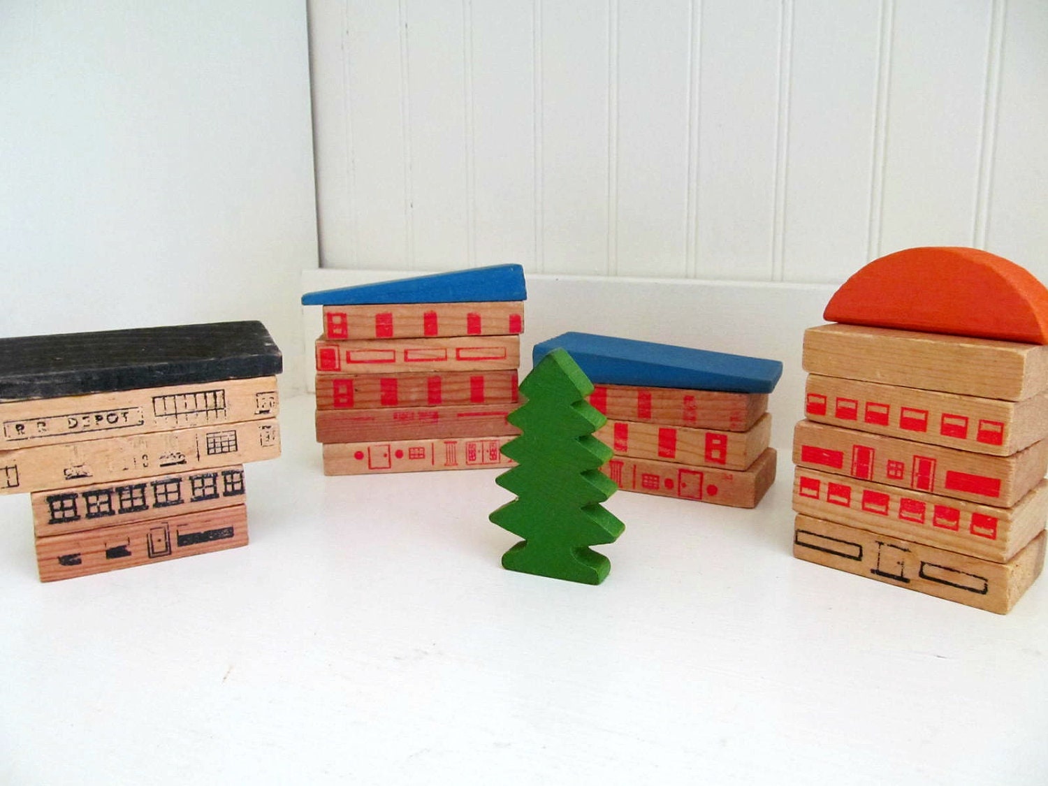 vintage playskool wooden blocks