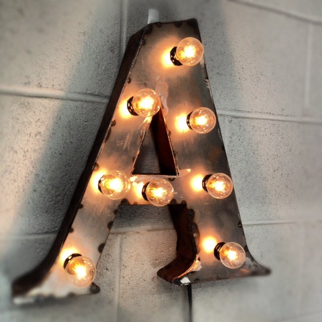 Letter A 24nch tall industrial steel marquee box letter