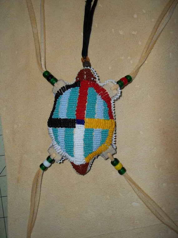 Beaded Turtle Amulet Native American Made by NativDesigns on Etsy