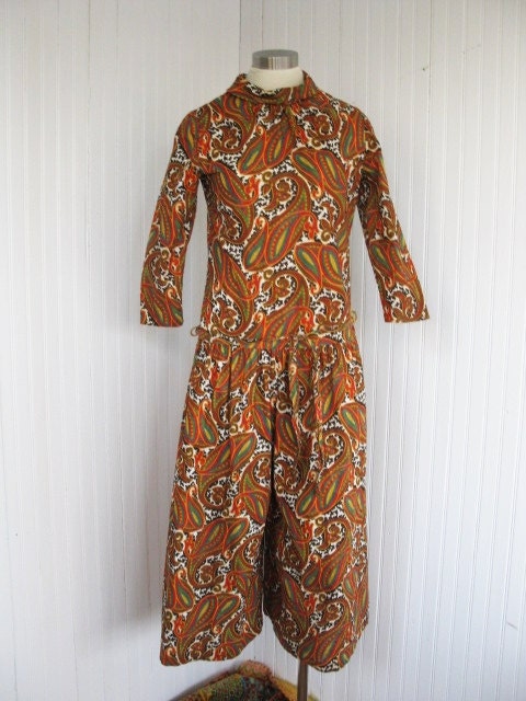 1960s Paisley Palazzo Culottes Jumpsuit