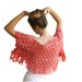 Peach Poncho with Fringes - Coral Crochet Cotton Cape - Spring Summer Fall Fashion - Women Teens Accessories