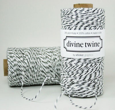 BLACK Bakers Twine- Black Twine and White Stripes Cotton String 240 Yards