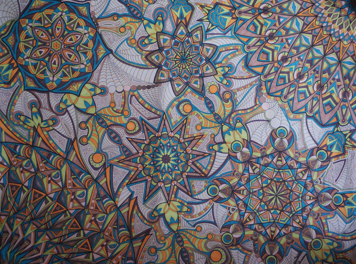 Kaleidoscope Eye No. 9 (9"x12" print of geometric marker drawing)