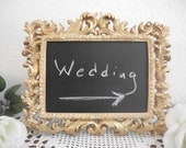 Ornate Rococo Chalkboard Rustic Gold Wedding Sign Blackboard Paris French Home Decor Kitchen Office Organizer Reception Decoration 5 x 7
