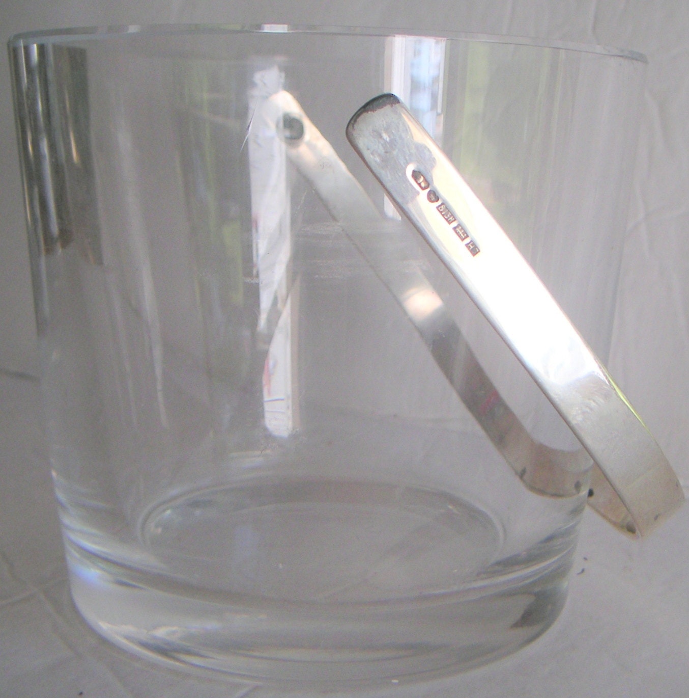 Vintage Glass and Silver Ice Bucket,Bar Accessories, Mad Man
