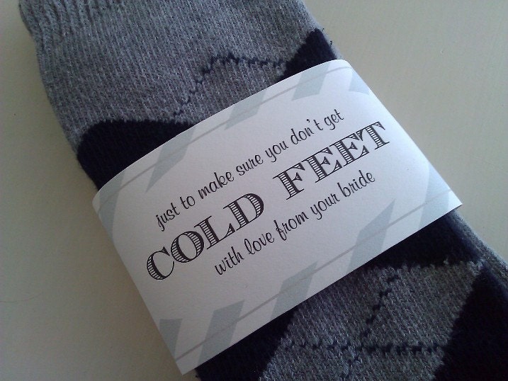 Don't get COLD FEET - Sock Wrapper for the groom from your bride - READY to ship