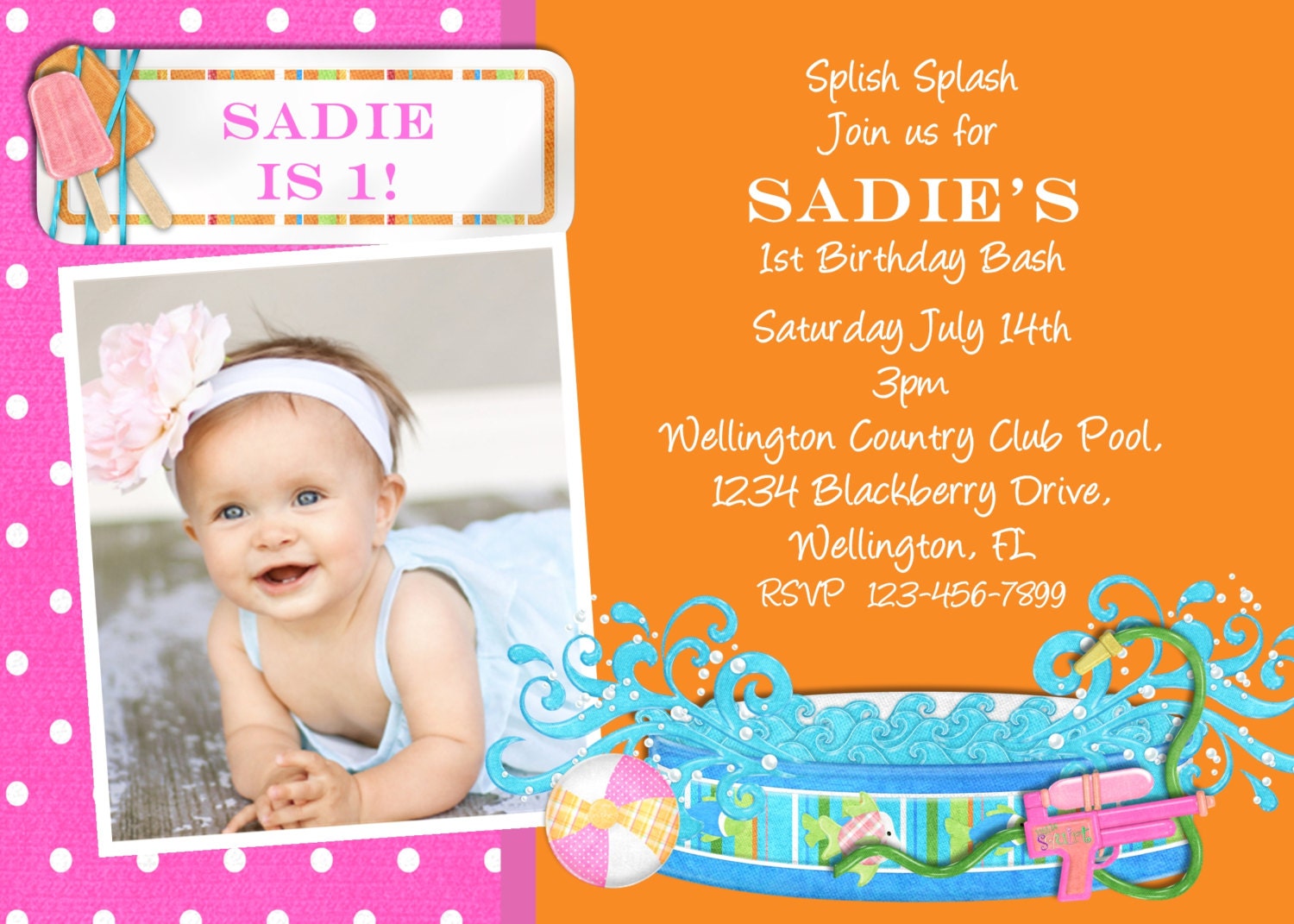 Swimming Pool Girl Birthday Invitation Printable Custom Invite Il_570xn