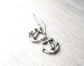 Anchor earrings. Oversize earrings. Tibetan silver.  Ready to ship, Ocean, Sea anchor, Silver Anchor, Nautical Long earrings