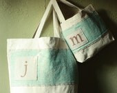 Personalized Custom "Lace Band" Canvas Little Flower Girl Tote Bag with small letter- Makes a Great Wedding Shower/Bridesmaid/Teacher Gift
