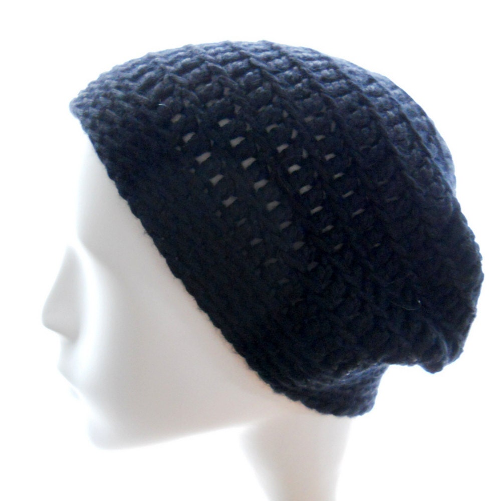 Bamboo - silk hat, women's crocheted beanie hat, black crocheted hat, eco fashion