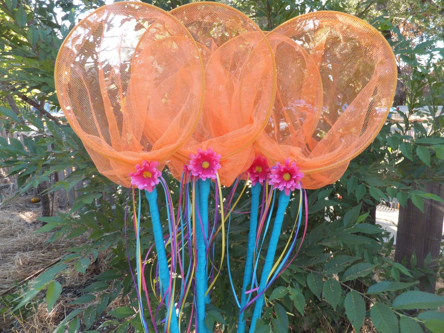 Butterfly Nets -SALE Flower Fairy Catcher Nets - Fairy Birthday Favors, Critter Catchers, Bug Catchers, Fanciful Party