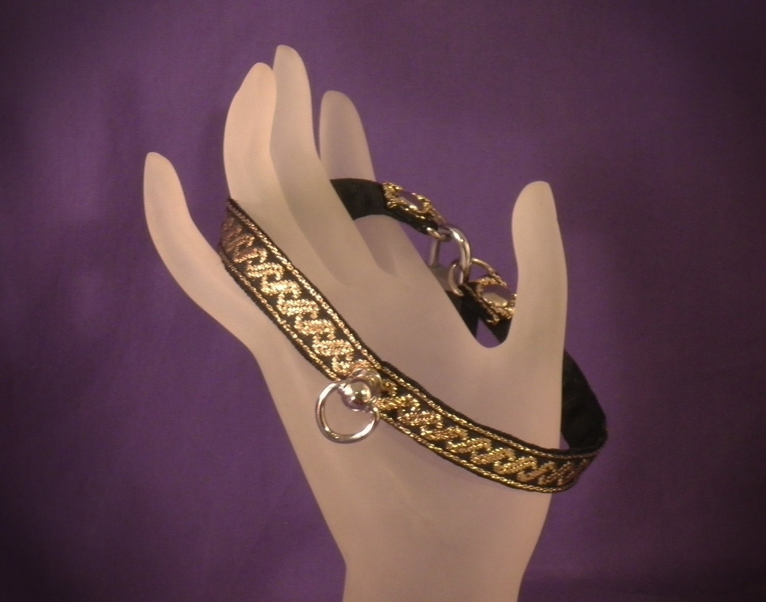 Gold Braid Locking Slave Collar Absolute by AbsoluteDevotion