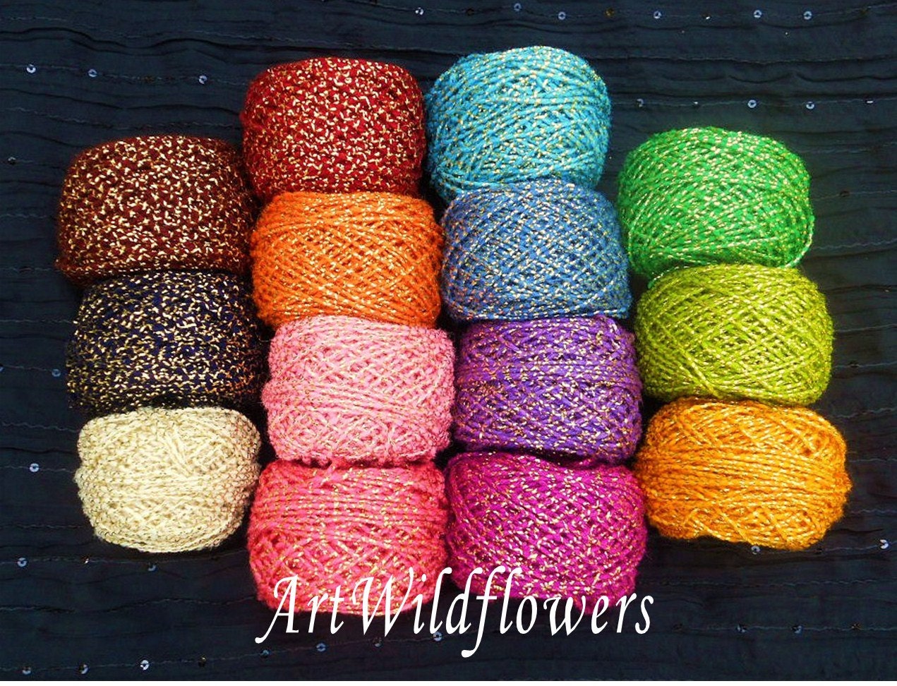 Metallic Cord - 42 yards in 14 Colors - Hand Dyed - Tapestry Yarn, Cording, Metallic Wool Yarn for Felting, Tapestry, Gift Wrap, Embelishing