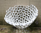 Custom order Big white fruit bowl from Particles series, stoneware, ceramic, pottery.