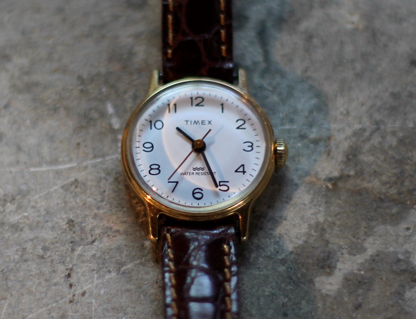 Vintage Timex Wind Up Watch Fossil Strap by HerbysCloset on Etsy