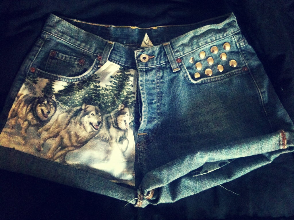 On reserve rjb // Running Wolves High Waisted Studded Shorts