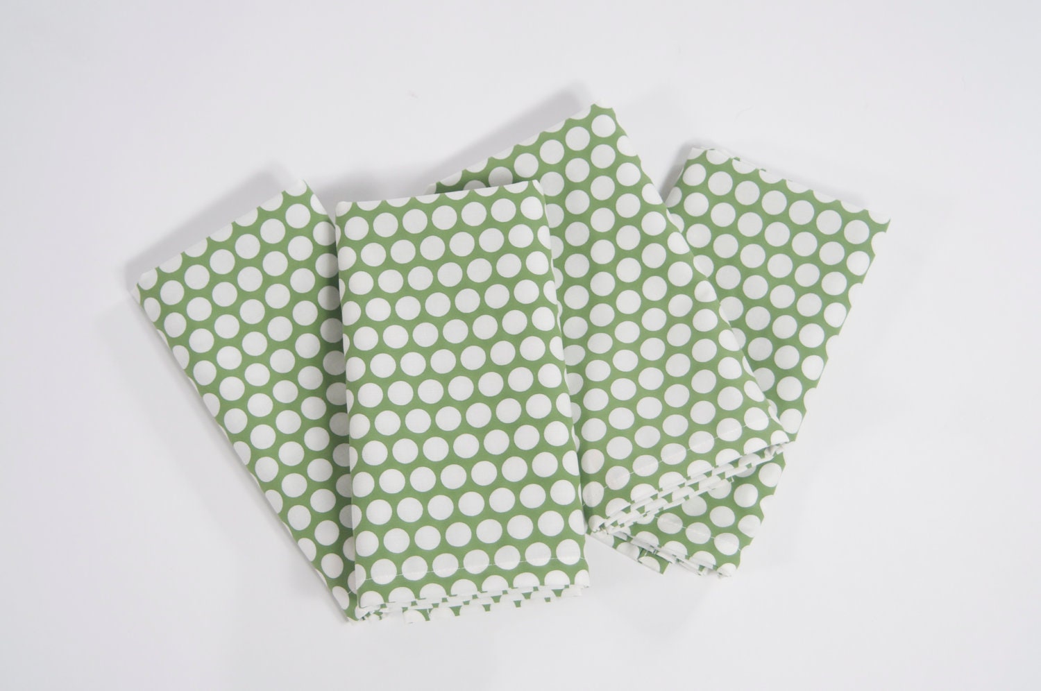 Hand Printed, Cotton Napkins, Set of Four, in Moss