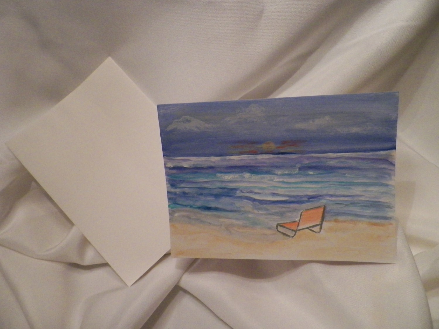 Original Acrylic Painting of Seashore on Note Card