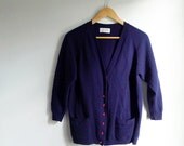 Vintage 80's United Colors of Benetton Navy Blue Wool Cardigan