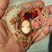 Antique Carved Shell Cameo Pendant Brooch,on Antique Dyed Velvet,Vintage Lace Ribbon Embroidery Flowers,Pearls, Gold, Bronze Seed Beads