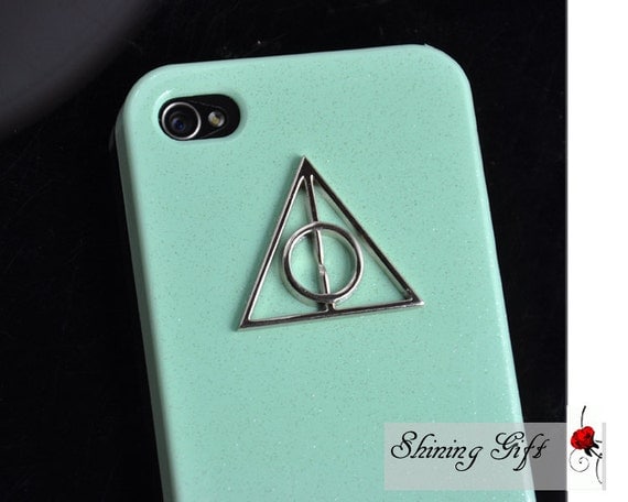 Deathly Hallows Mint Green Iphone Case, Iphone 4 case, Iphone 4S case, Light Green case cover for Iphone 4, 4s, 4g