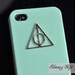 Deathly Hallows Mint Green Iphone Case, Iphone 4 case, Iphone 4S case, Light Green case cover for Iphone 4, 4s, 4g