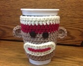 Crochet Sock Monkey Coffee Cozy
