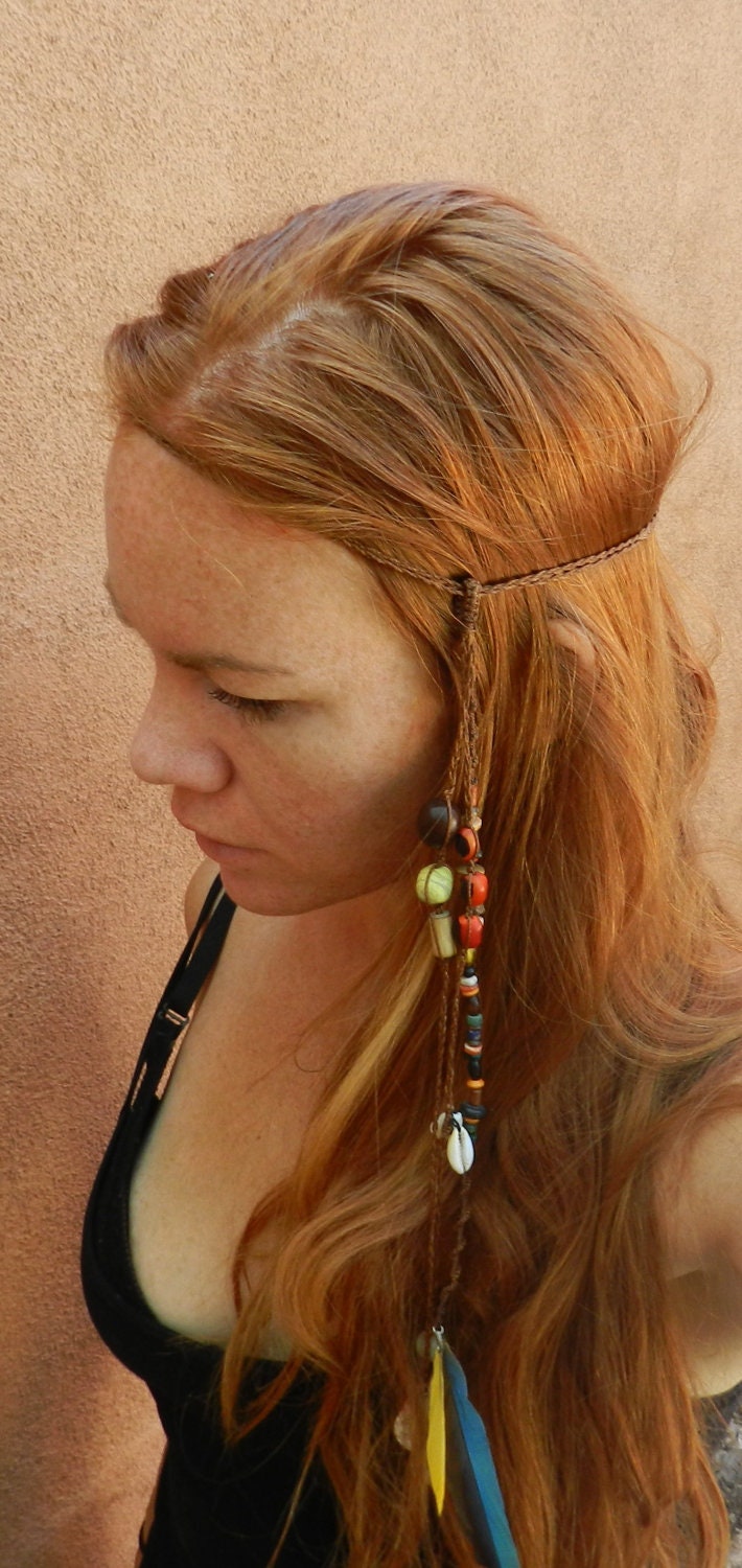 Soul Traveler Headband/Macrame/Stones/Boho headband/Feather headband/Shells/burning man/free spirit