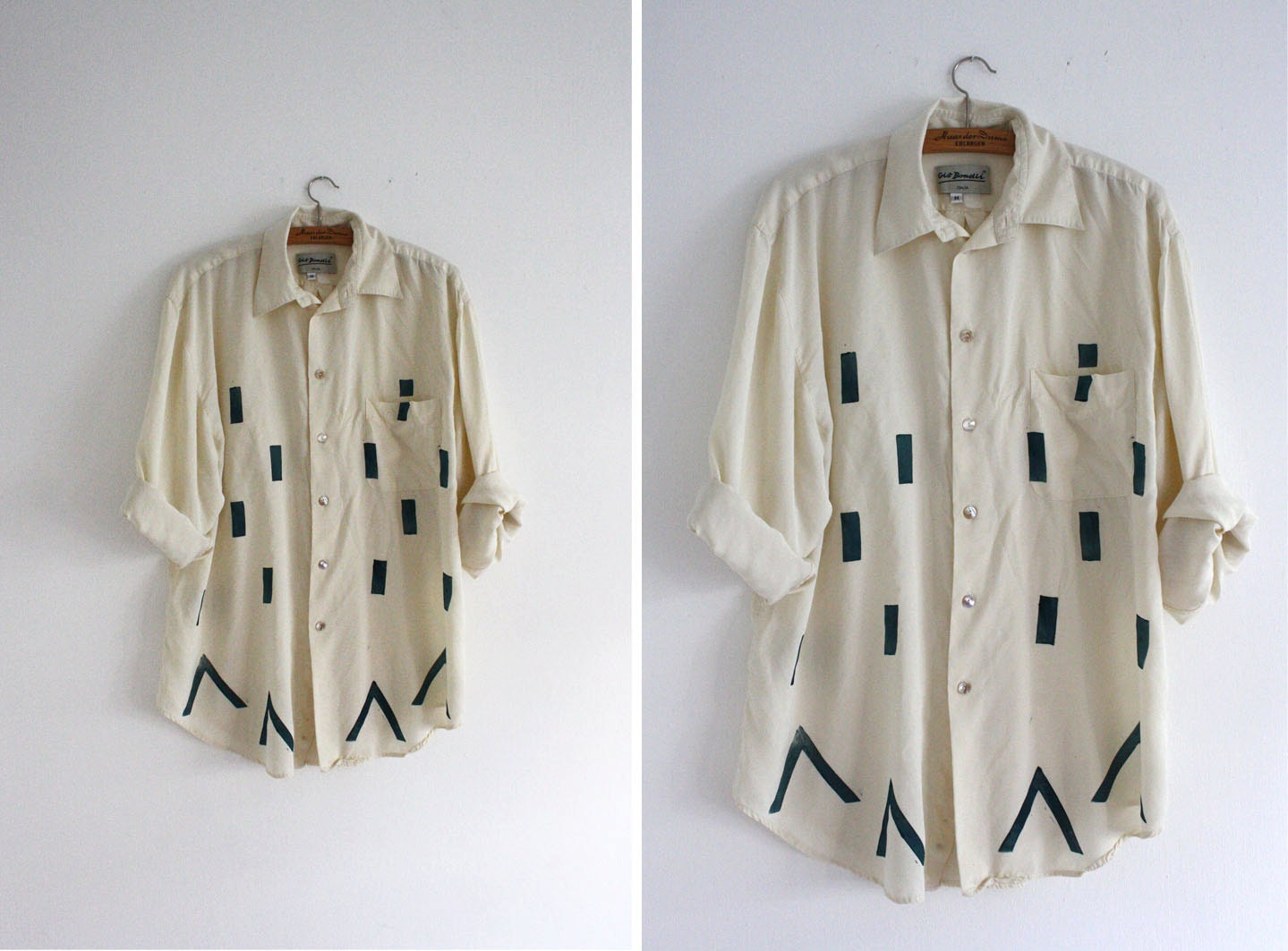 Blouse - blue / beige - random triangles