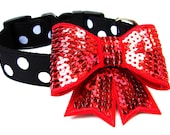 Dog Collar Bow Add-On Hot Pink, Light Pink, Red, Silver, Black