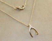 SALE--Gold Tone Little Wish Bone Wishbone Necklace