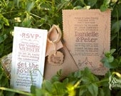 Burlap Twine & Lace - Wedding Invitation - Rustic Whimsical