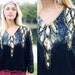 RESERVED //// Vintage 1980s Black Gold Leaf All Over Sequin Blouse