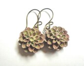 Flower Drop Earrings - Simply Feminine Small Mum Earrings - Dusty Lime - Summer Jewelry