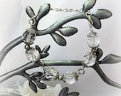 Faceted Crystal Glass and Silver Bracelet - MaxnMaddieMae