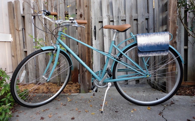 Bicycle Handlebar Bag in Navy Stripes Print