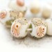 Beach lampwork beads set, Artisan Beige organics with shells, handmade - SRA - neutral