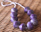Large Lilac Blossoms Kenyan Necklace - Paper Beads for Charity