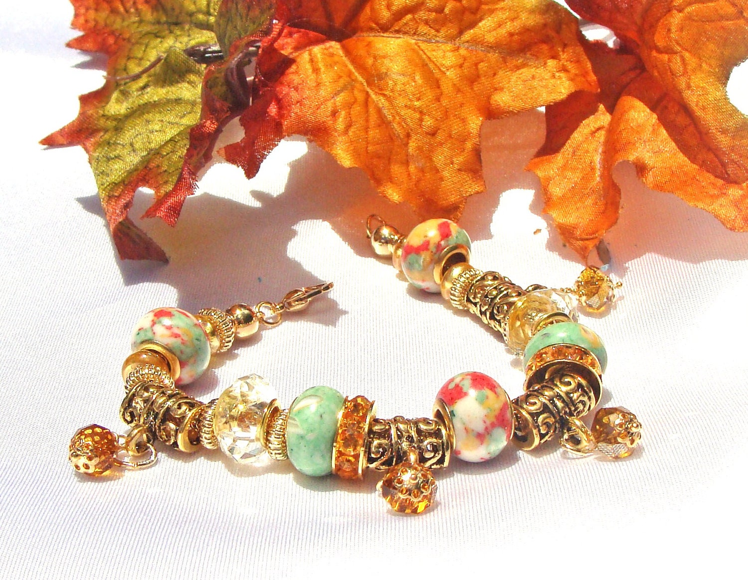 Gold, Topaz and Multi-Color Turquoise Bracelet