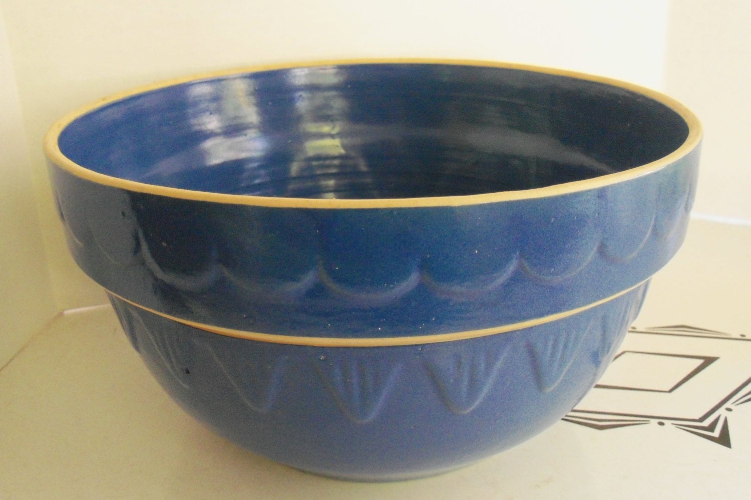 Pottery Bowl Blue Clay City Pottery Mixing Bowl 12 by toby11