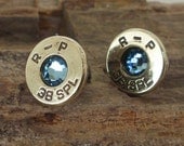 Bullet  Earrings  - Ultra Thin -  Aquamarine - March Birthstone