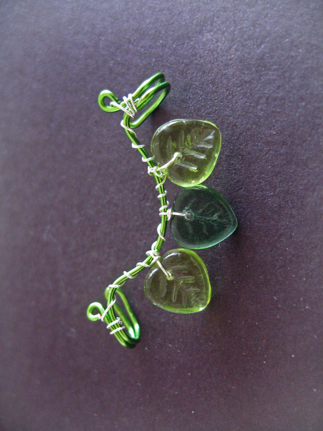 Legolas The Mirkwood Collection Elvish Ear Cuff left ear leaf leaves green sterling silver forest woodelf Tolkien LOTR