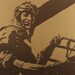 Up and Away - Amelia Earhart Portrait Pop Art Style Tan and Metallic Brown -24"x32"