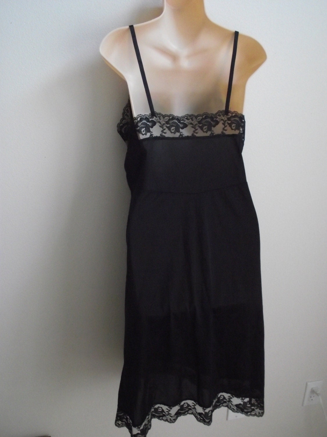 Vintage full slip black lingerie USA made 36 bust