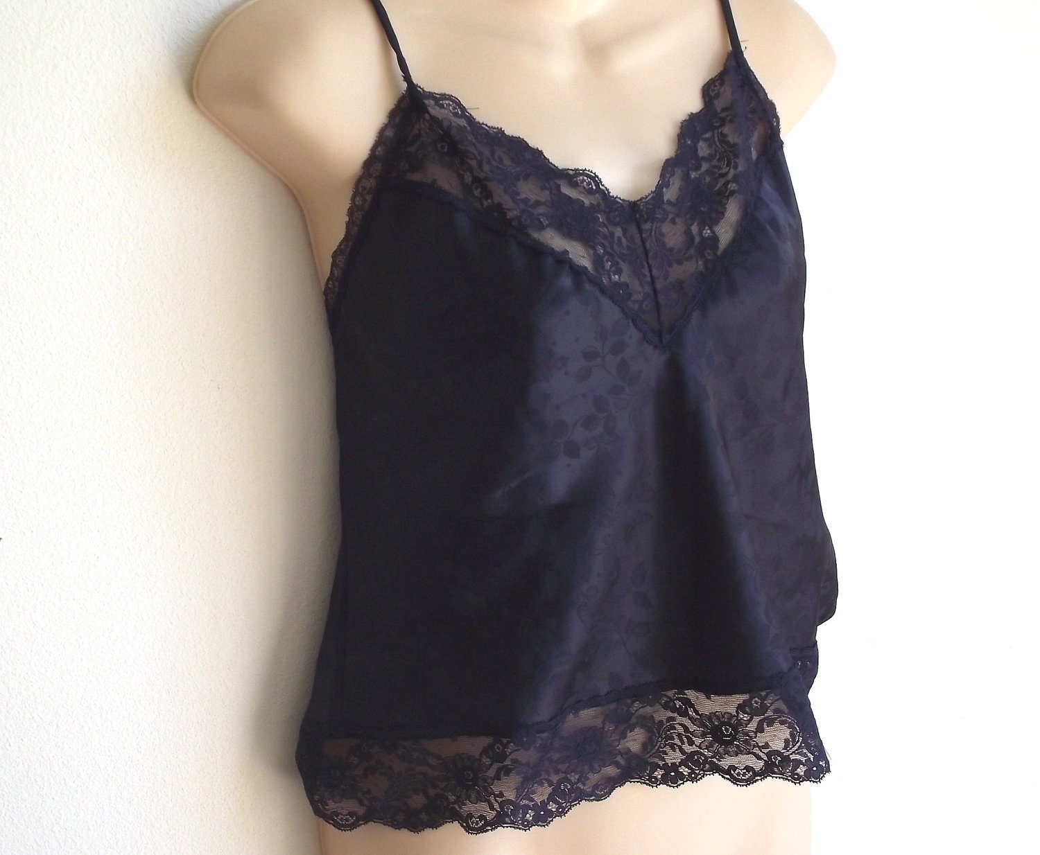 Vintage Slip Camisole Cami top Christain Dior Navy Blue M