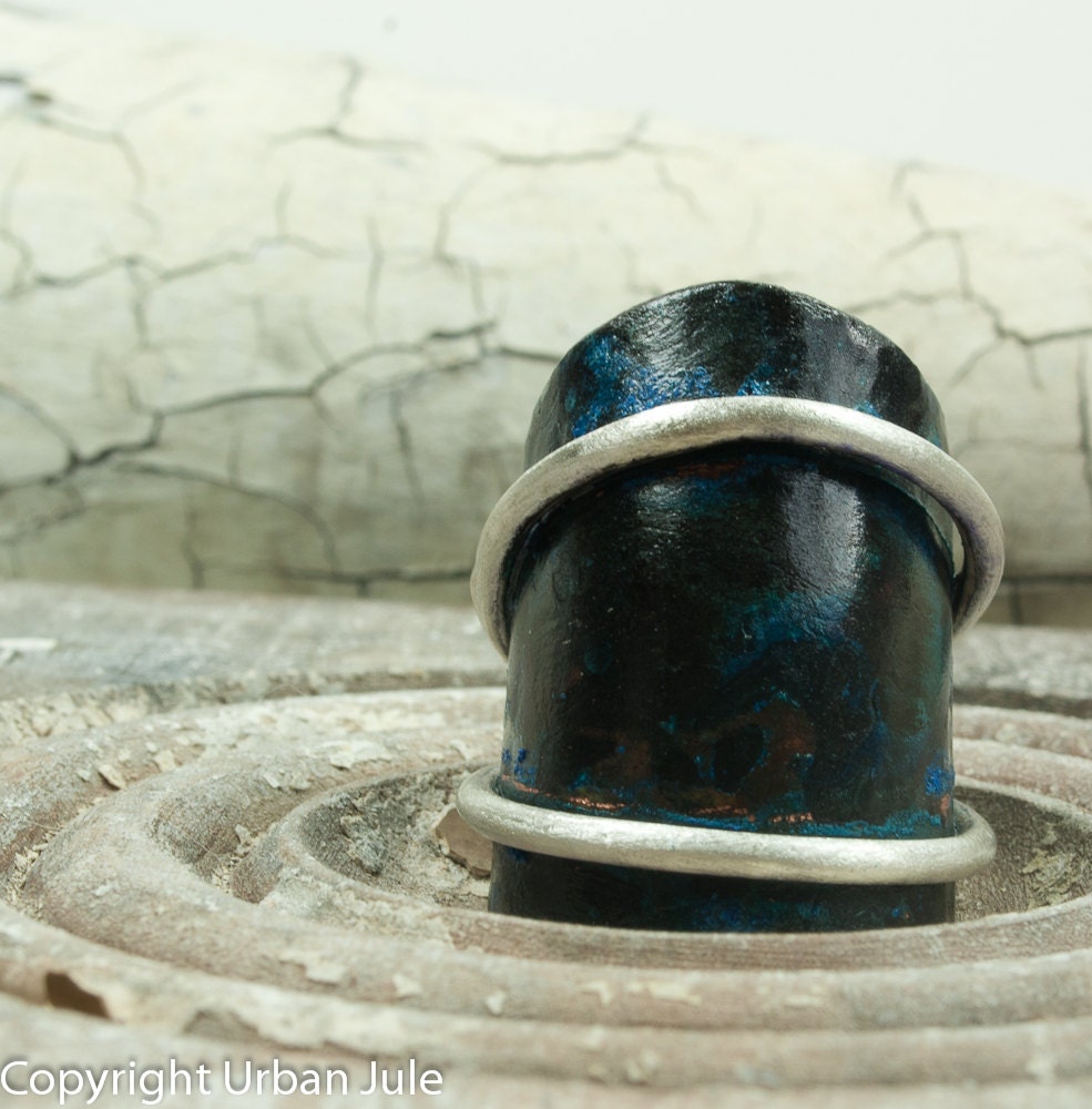 Copper Ring Copper Dome Ring Verdigris Blue Green Patina Ring