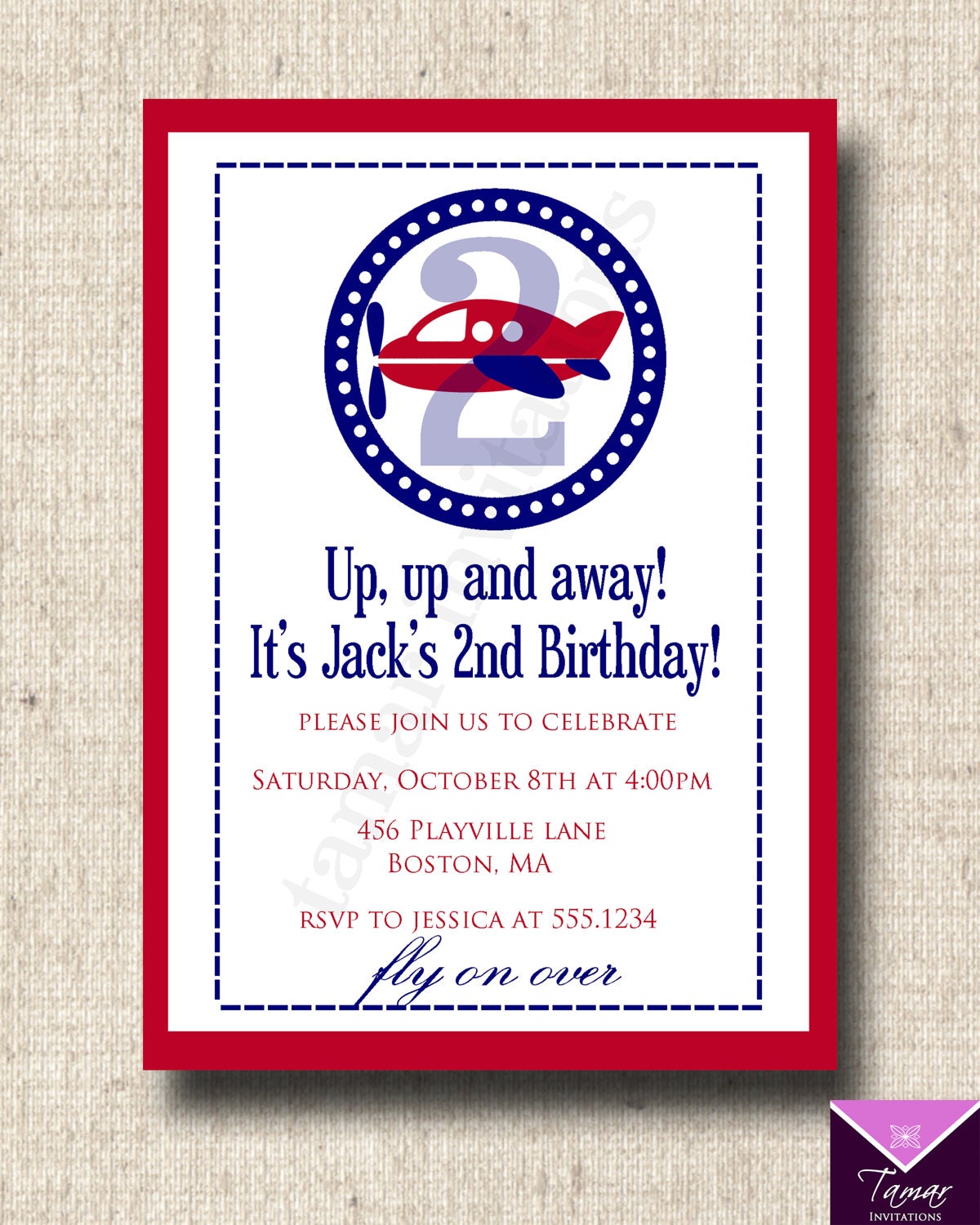 Printable Airplane Invitation Card- Birthday or Shower - You Choose the Color Il_570xn