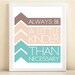 French Connection Inspired. Chevron, Purple, Pink, & Turquoise "A Little Kinder" print poster