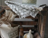 Set of 2 Linen Tea Towels,Striped Linen, Rustic Country Feeling Wrinkled Texture