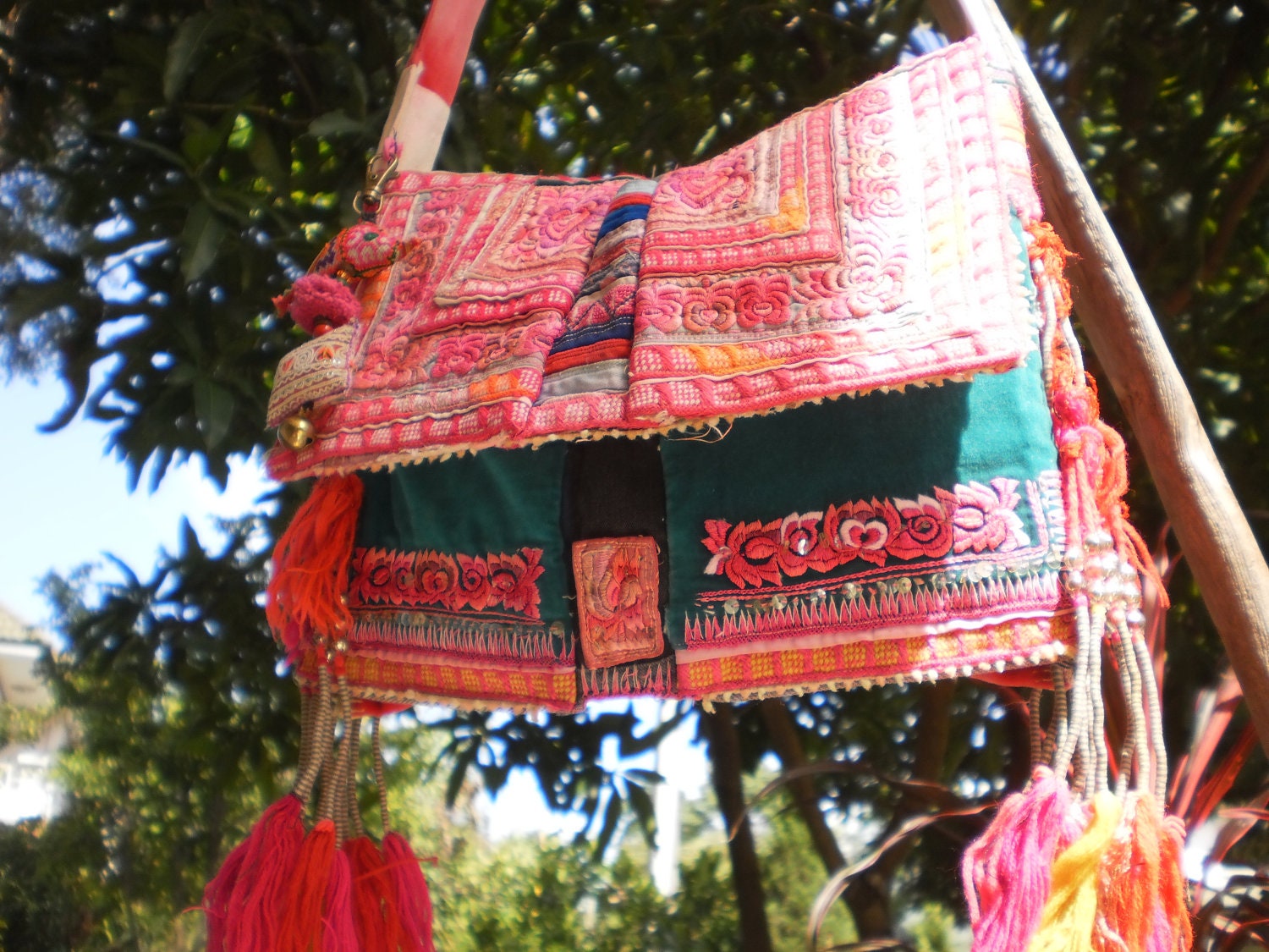 Hmong Tribal Vintage HandMade Upcycled Textile Bag